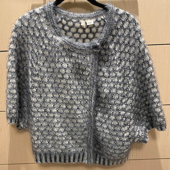 Anthropologie short sleeve open front sweater with snaps at neck - size M - Picture 1 of 4